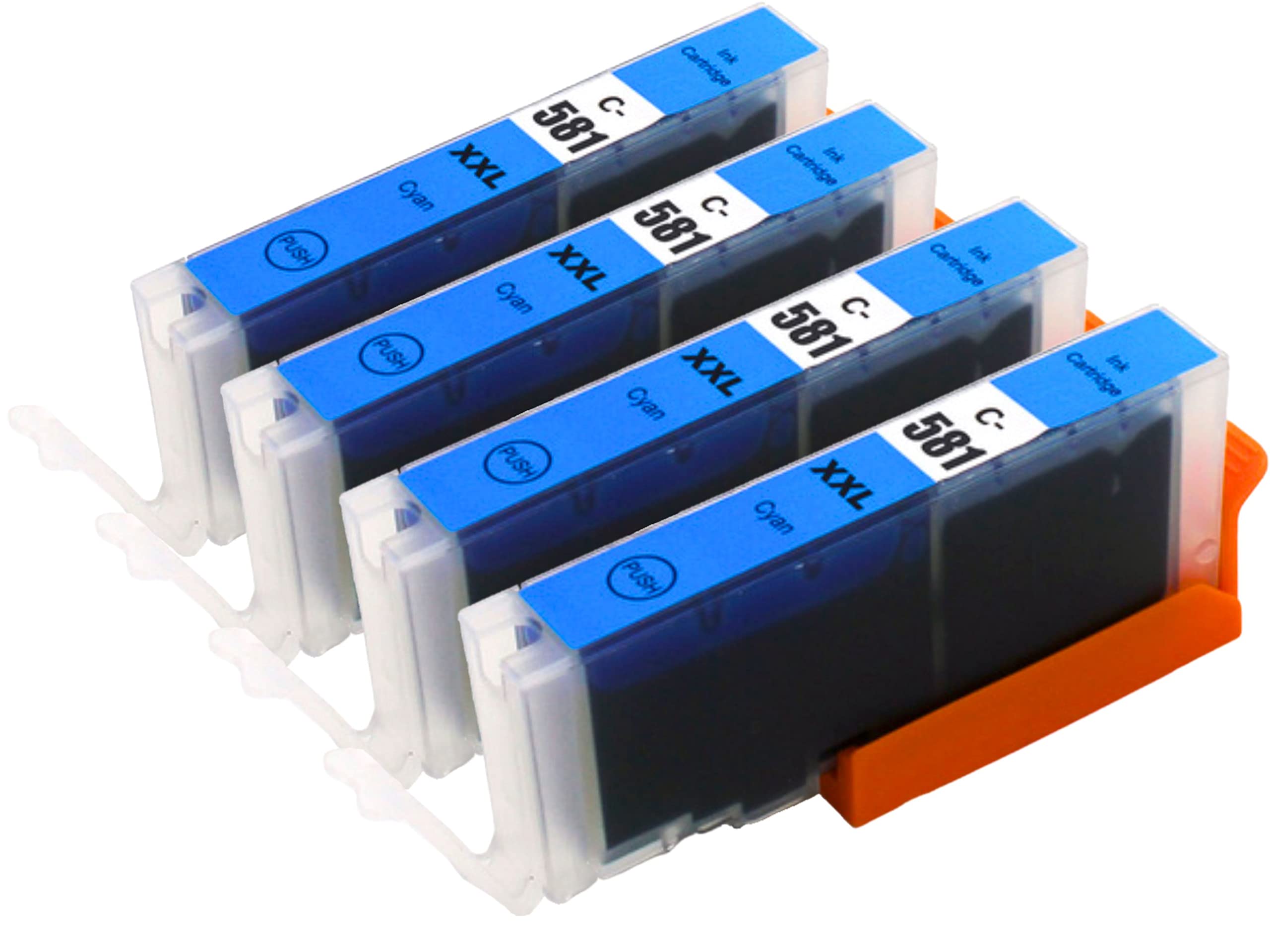 BVH Direct 4 ink cartridges XXL compatible with Canon CLI-581 Cyan Blue for TS8100 TS8150 TS8151 TS8152 TS8200 TS8250 TS8251 TS8252 TS8300 TS8350 TS8351 TS8352 TS9100 TS9150 TS9155