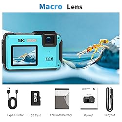 VETEK Underwater Camera, UHD 5K 64MP 16FT
