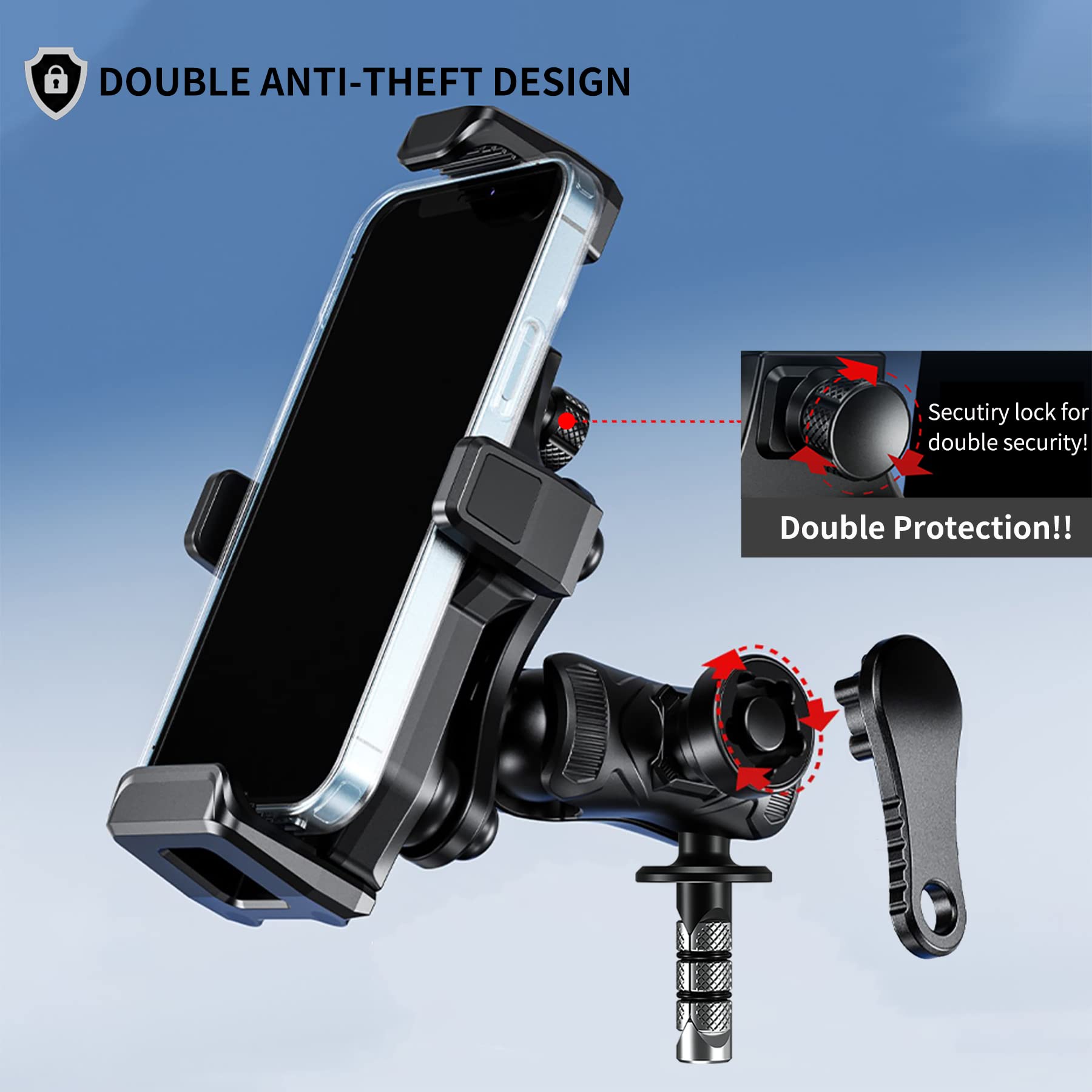 iMESTOU Motorcycle Fork Stem Phone Mount, Anti-Vibration 1