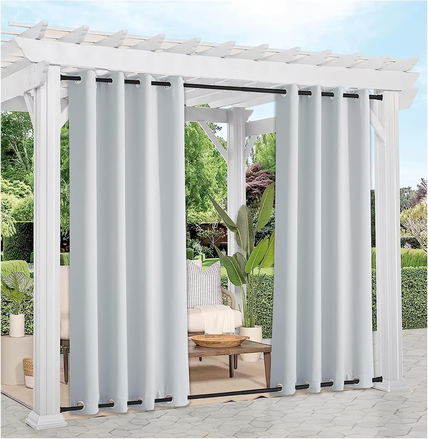 Outdoor Curtains - RevLie Outdoor Curtains Waterproof Windproof Blackout Thermal Insulated Outdoor Curtains Top & Bottom Grommets Privacy Curtain Panel for Garden Patio Gazebo Pergola Porch 1 Panel,68 * 79 inchs（W*H）