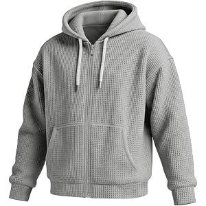 Vividcrate Waffle Knit Hoodies for Men Full Zip Sweatshirt Hooded Cardigan with Pocket Loose Fit Drawstring Athletic Jackets