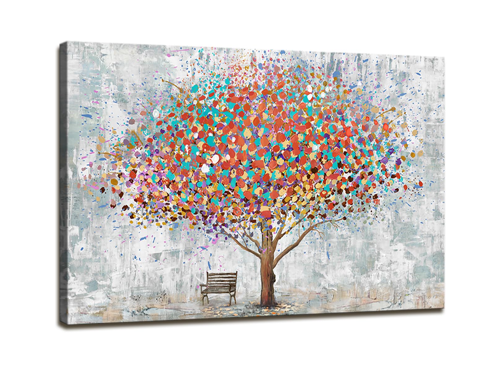 Photo 1 of DZL Art H71181 Tree Wall Art Canvas Prints Wall Art Abstract Colorful Tree Painting Landscape Modern Artwork for Living Room Bedroom Office Home Wall Decoration Decor