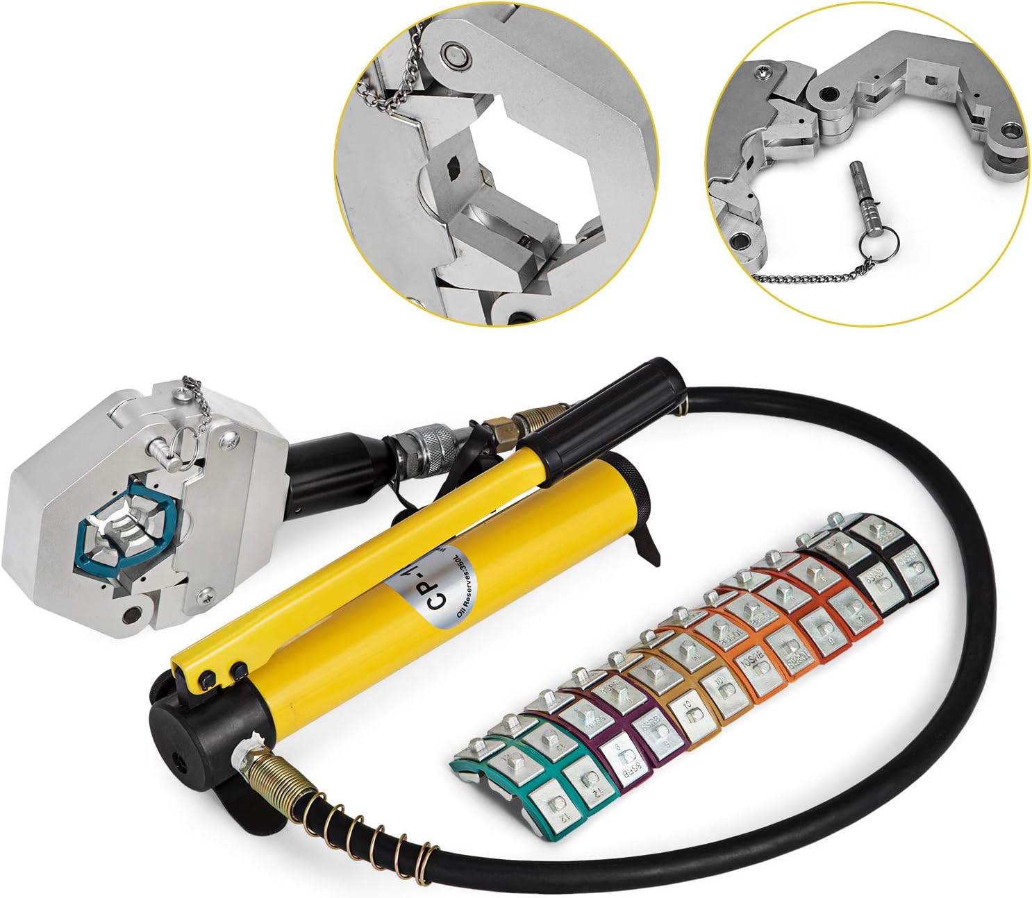 Mophorn Separable Hydraulic Hose Crimper Hydra-Krimp 7842B Manual A/C Hose Crimper Kit Air Conditioning Repair Handheld Hydraulic Hose Crimping Tool with Manual Pump (7842B A/C Hose Crimper)