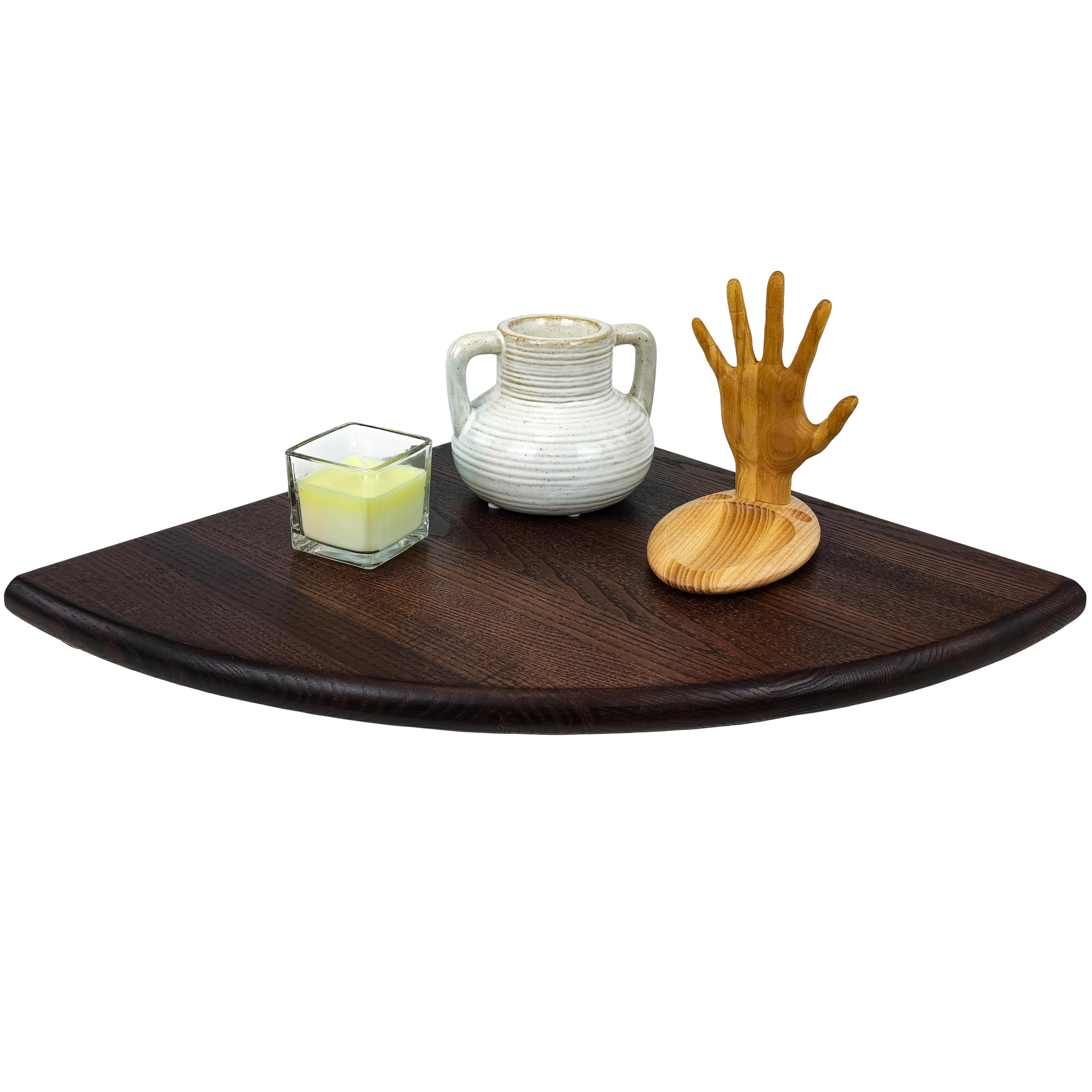 Wood Wedge Rustic Floating Corner Shelf, Storage Organizer for TV Accessories, Speaker, Room decor, for Bathroom, Kitchen, Living, Bedroom, for small Plant, Photo Frame, End Wall Mounted (Brown, 35cm)