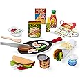 Melissa & Doug Fill & Fold Taco & Tortilla Set, 43 Pieces – Sliceable Wooden Mexican Play Food, Skillet, and More