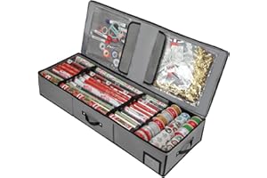 MUROMUCCI Wrapping Paper Storage Containers - Fits up to 24 Rolls Gift Wrapping Organizer Storage Bag | 40 inch Gift Wrap Storage Organizer | Christmas Wrapping Paper Storage for Wrapping Paper Bows Ribbons