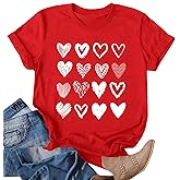 NEWWEN Valentines Shirts for Women Cute Candy Heart Tshirt Graphic Valentine Gift Tee Casual Hearts Tops