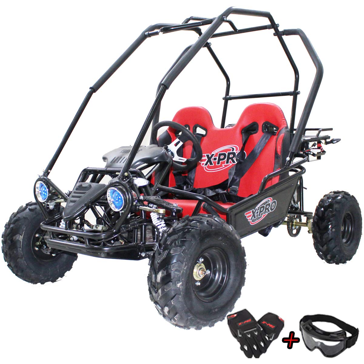 X-PRO 125cc Kids Go Kart Dune Buggy Youth Go Cart Gokart Child 125cc Go Kart GK 125 with Gloves and Google