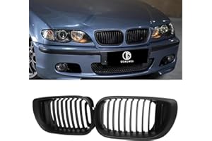 DEKEWEI E46 Grill, Black Kidney Grille Compatible with BMW 3 Series 2002-2005 E46 4-Door 320i 325i 325xi 330i 330xi Single Slat Matte Black Grill