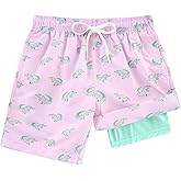 ALISISTER Boys Swim Trunks Compression Liner Swim Shorts Bathing Suit with Boxer Brief Quick Dry Swimwear 7-20T