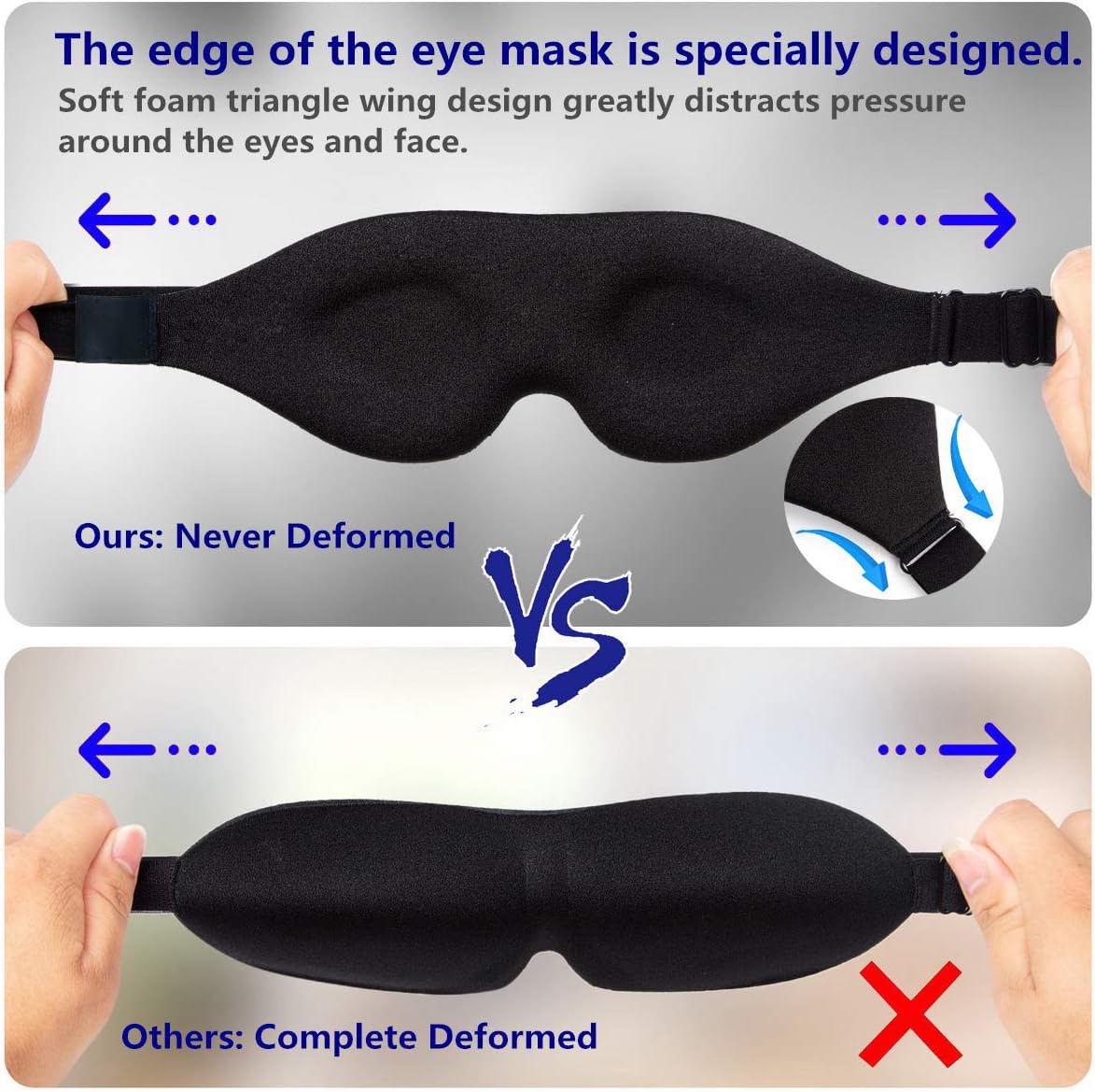 ZGGCD 3D Sleep Mask, New Arrival Sleeping Eye Mask for Women Men, Contoured Cup Night Blindfold, Luxury Light Blocking Eye Cover, Molded Eye Shade with Adjustable Strap for Travel, Nap, Yoga, Black: Health & Personal Care