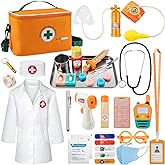 EFO SHM Doctor Kit for Kids, 34 Pcs Kids Doctor Playset kit for Toddlers 3-5 with Medical Storage Bag & Real Stethoscope, for Boys and Girls Fun Role Playing Game, Doctor Play for Kids Toddlers