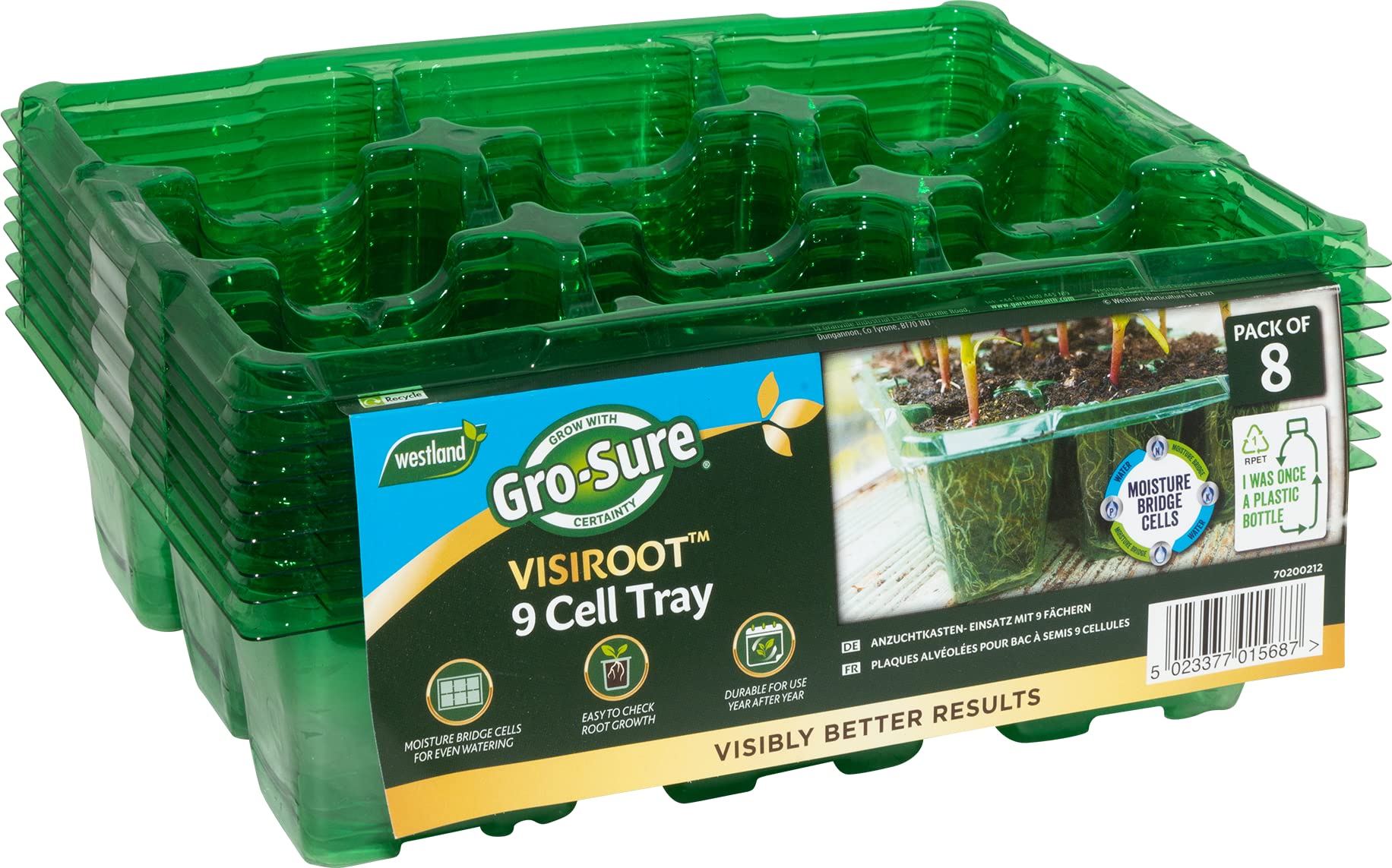 Gro-Sure 70200212 Visiroot 9 Cell 8pk Propagation kit, Green, 11.0 cm*17.5 cm*23.0 cm