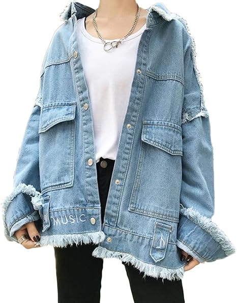 Amazon Bscoolレディース ゆったり ジージャン 春 デニムジャケット ストリート カジュアル アウター Gジャン ジャンパー ファッション コート ジャケット 通販