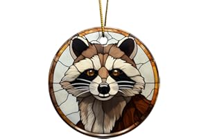 V VIBEPY 2D Flat All Over Printed, Raccoon Ornaments, Raccoon Ceramic Ornaments, Raccoon Ornaments for Christmas Tree, 2 Sides 2.9" Ceramic Ornaments, Gift for Raccoon Lover (EPHG-52652004)