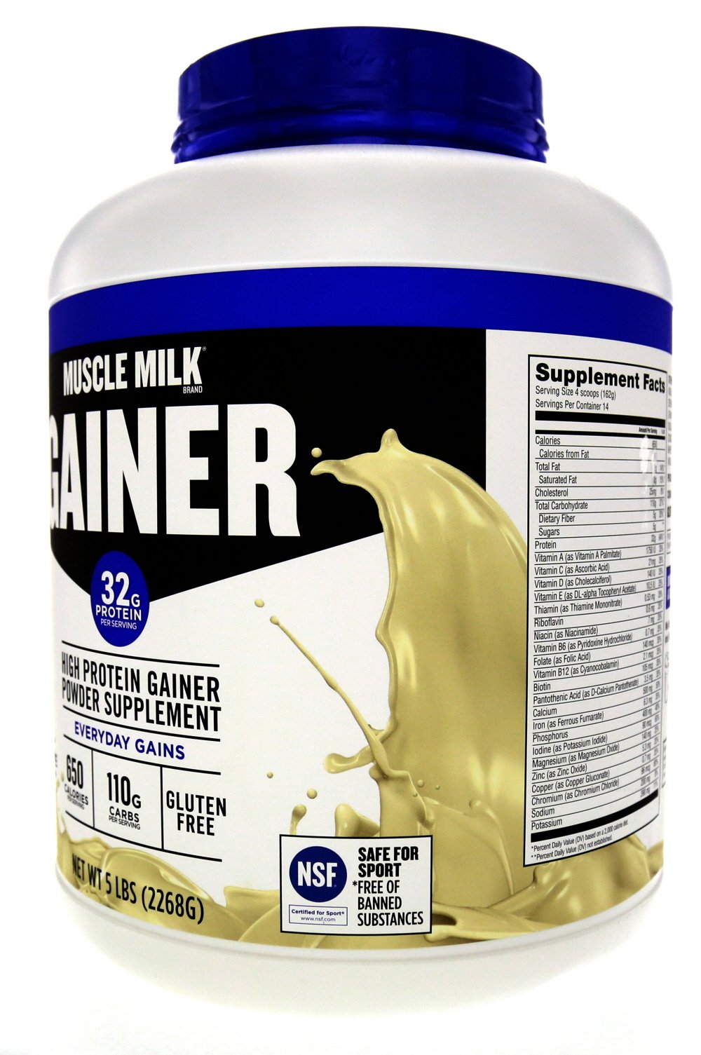 Muscle Milk Gainer Protein Powder, Vanilla Creme, 32g Protein, 5 Pound
