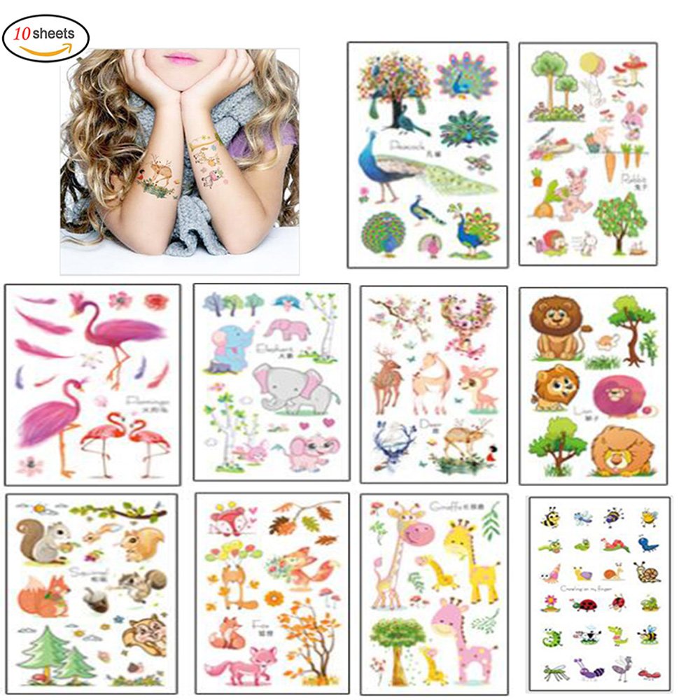 Morkia Tatuajes Temporales Para Niños Niñas, 100pcs Dibujos Animados Animales Perfecto Para piñata Niños Infantiles Fiesta de Cumpleaños Regalo Bolsas Relleno