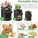 Ohiyoo Potato Grow Bags 15 Gallon 5 Pack with Handles & Window Flap view 6