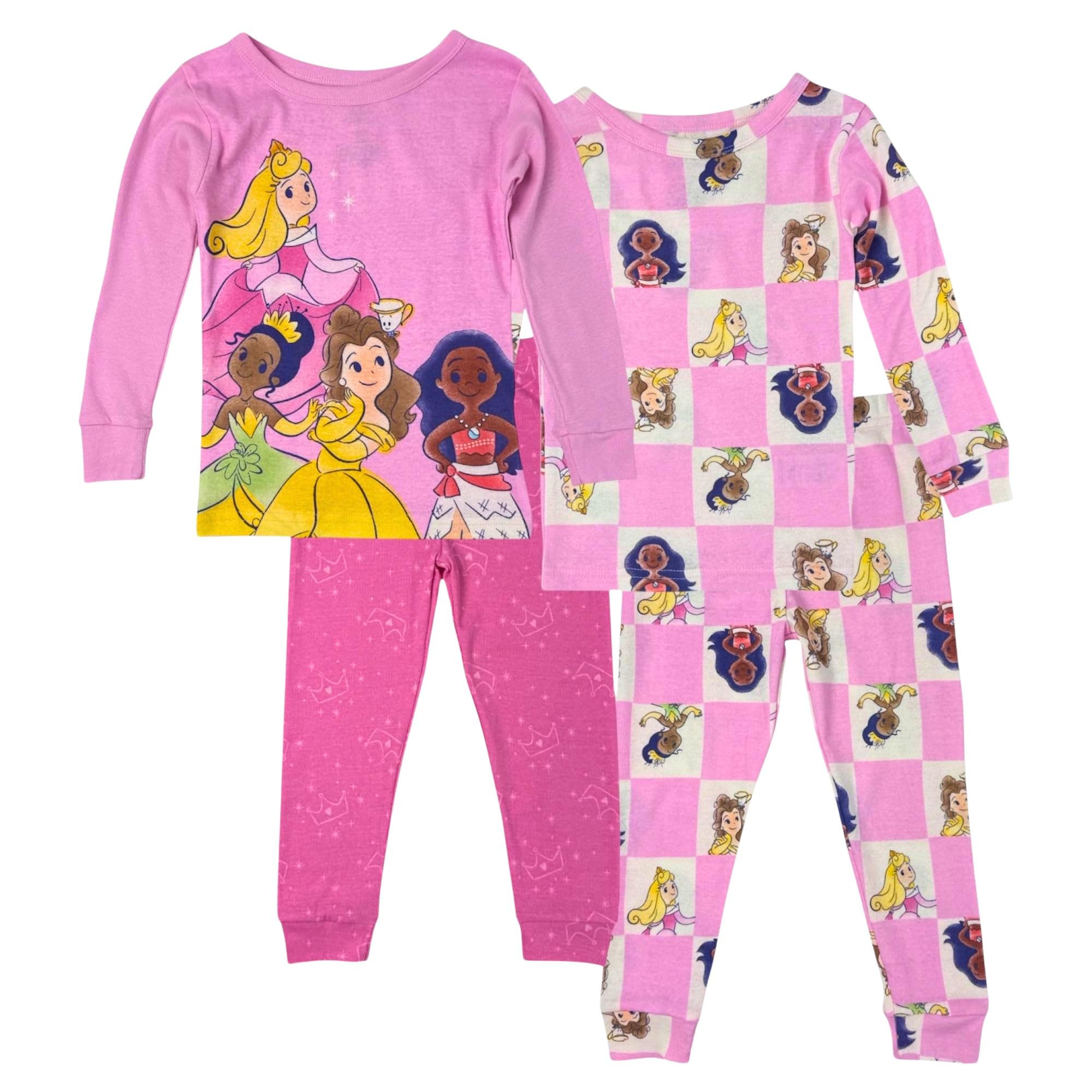 Photo 1 of (check) 5T Disney Girls 4-piece Snug-fit Cotton Pajama Set, Soft & Cute for Kids, Fairytale Pink