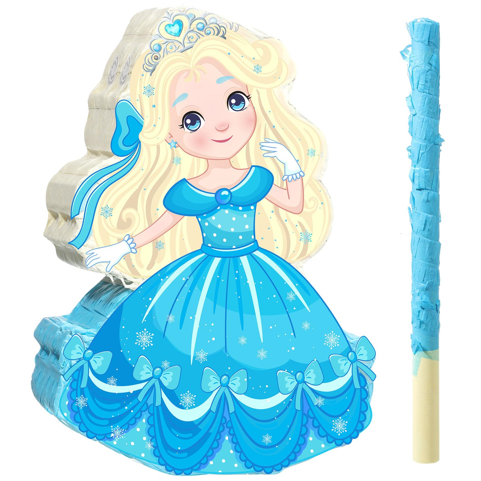 Photo 1 of Threan Princess Piñata Girl Princess Party Game Set Blue Theme Piñata Birthday Decorations with Stick for Girl Baby Birthday Party Game Supplies Decoration