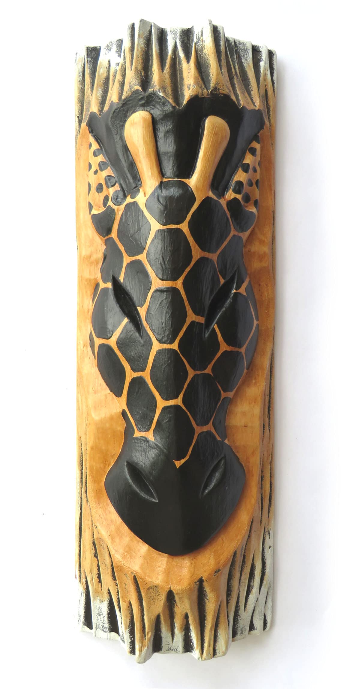 Hand Carved Wooden Giraffe Mask for Wall Hanging