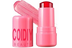 Flanoid Cooling Water Jelly Tint, Multi-Use Sheer Cheek and Lip Stain Stick, Natural Long Lasting Jelly Tint Blush Stick Lip Gloss - 1,000+ Swipes Per Stick, Waterproof, Vivid Color (Chill)