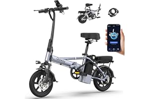 Qlaway 14 Inch Ebike 500W Folding Electric Bike 48V 10.4AH/15.6AH Battery Range 28-38 Miles Maximum Speed 22 MPH City Commuter Bicycle