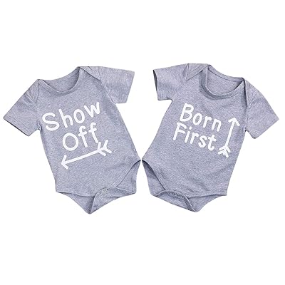 Buy Younger Tree 2pcs Twins Siblings Baby Boy Girls Matching Outfit Letter Print Bodysuit Newborn Onesies Romper Clothes Online In Turkey B07pqgrlby