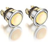 Dreyoo 2 Pack Lighted Doorbell Button Replacement, Silver, Yellow Light | Easy to Install Wired Doorbell Button Push Door Bell Ringer Kit Round Rim with Lighted Center