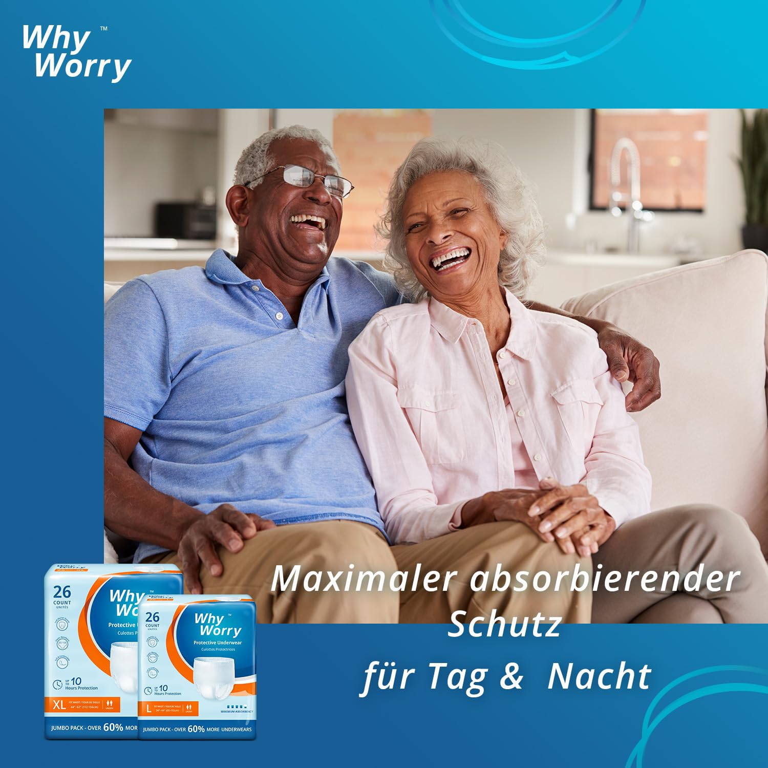 WhyWorry Inkontinenz Pants für Männer und Frauen, Inkontinenz Slip Damen und Herren, Windelhosen Erwachsene Einweg, Auslaufschutz über Nacht, Geruchsschutz, Unisex, Größe S/M, 26 Stück 6