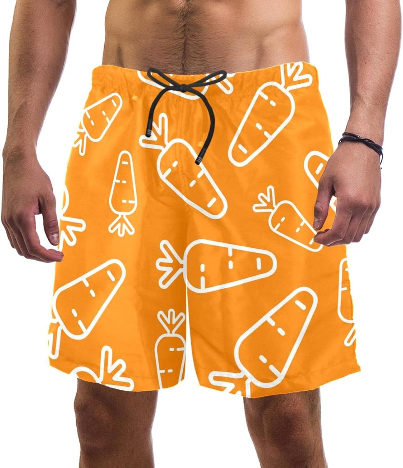 Idealiy Carrot Vegetable Pattern Swim Trunks Elastic Swimsuit Board