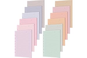 PerKoop 12 pcs Mini Binder A5 Lined Paper Refill Loose Leaf Paper for 3 or 7 Rings 12 Colorful Mini Binder Paper 600 Sheets 5.8" x 8.5" Planner Inserts Refills for Organizer Binders(Fantasy Color)