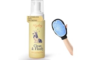 FLYDOG Clean and Floofy Dry Dog Shampoo with Glove – No Rinse Spray Foam, Anti-Itch, Odor Control, Moisturizing & Conditioning, Hydrating, Detangling, Sulfate-Free Waterless Pet Bath Wash for Dogs & Puppies