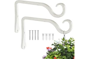 BOLITE 6 Inch Plant Hangers Outdoor, Hanging Basket Hooks, Wall Plant Hooks for Hanging Bird Feeders, Planters, Lanterns, Wind Chimes, Indoor and Outdoor Home Decors, 2 Pack, Retro White