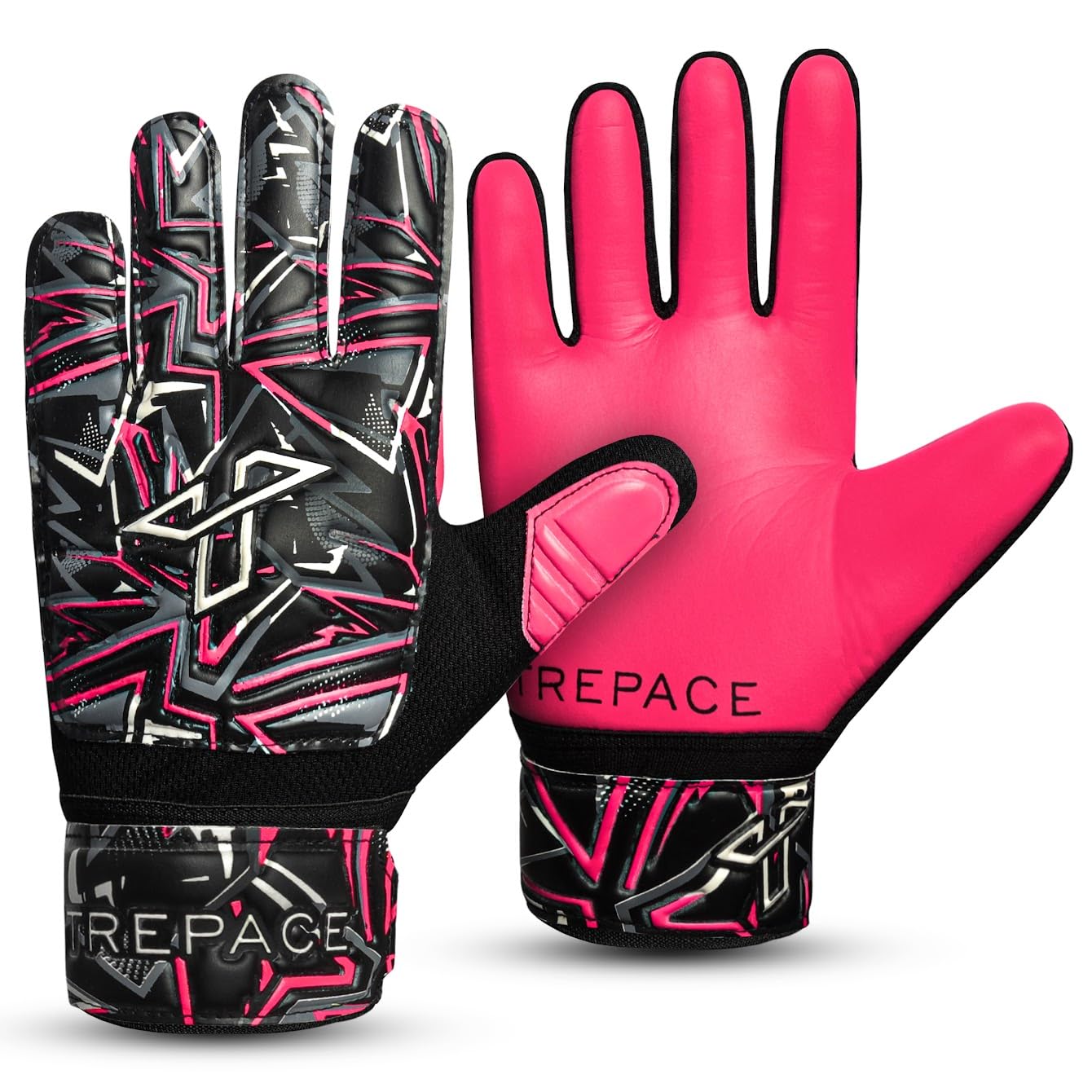 Trepace SPORTS Football Goalkeeper Gloves For Boys Kids Youth Children Soccer Goalie Goalkeeping Glove with Grip Palms (Pink, 4)
