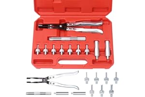 Glarks 11Pcs Valve Seal Remover and Installer Kit, Professional Valve Stem Seal Removal Tool Kit with Pliers, Drive Handle, S