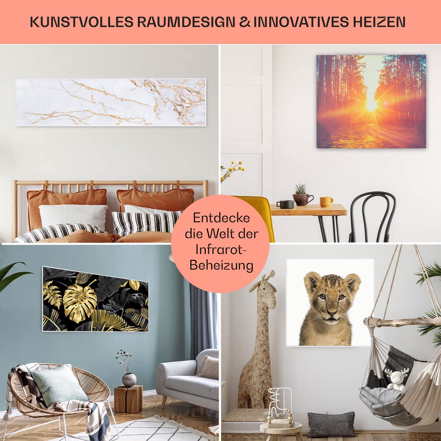Klarstein Infrarotheizung mit Thermostat, 700W Elektroheizung, Smart Home Bild-Infrarotheizung zur Wandmontage, IR mit IoT/WiFi App-Control, Feuchtraum Flach-Heizkörper, CO2-Freie Wand Heizung 7
