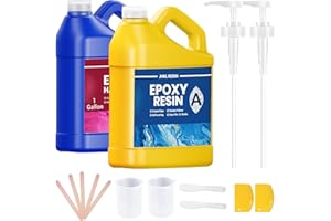 JHKL RESIN Epoxy Resin, 1Gallon Epoxy Resin Kit Casting & Coating, Crystal Clear and NO Yellowing & NO Bubble and Self Leveling Easy Mix 1:1 for DIY Jewelry Making, Art Crafts, Wood & Resin Molds