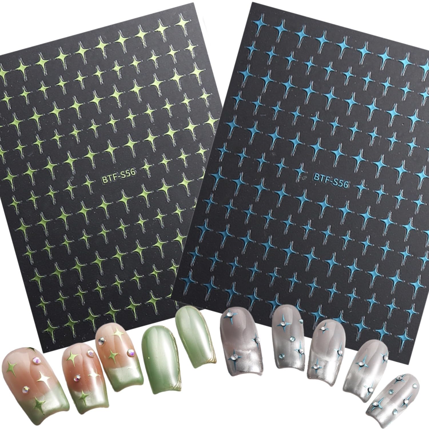 SIMAYKUWA Nail Stickers - Blue Green Star