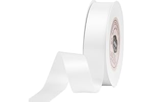 VATIN 7/8 inch Double Faced Polyester Satin Ribbon White -Continuous 25 Yard Spool, Perfect for Wedding Decor, Wreath, Baby Shower,Gift Package Wrapping and Other Projects
