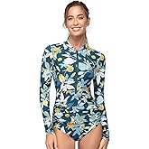AXESEA Womens Rash Guard Long Sleeve One Piece Swimsuit Ruched Zip Bathing Suit