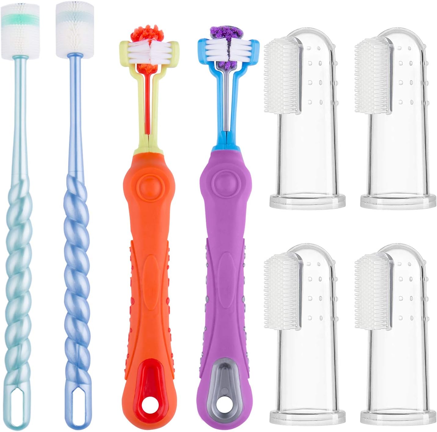 INPHER Dog Toothbrushes,Tooth Cleaner Triple Head Toothbrush 360 Degree