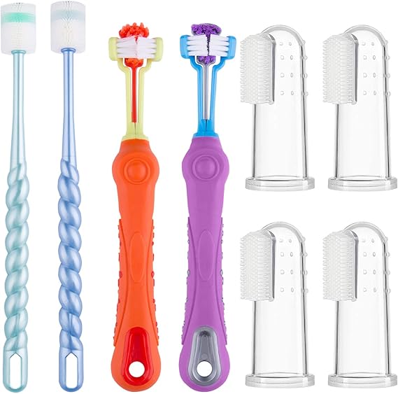 INPHER Dog Toothbrushes,Tooth Cleaner Triple Head Toothbrush 360 Degree