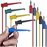 BOCEUC Test Hook Clips 4mm Stackable Banana Plug to Mini SMD Grabber Cable Wire Leads for Multimeter Electrical Testing(5 PCS