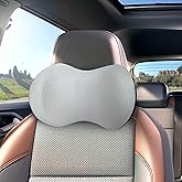 SPRFUFLY Cozy Car Headrest Pillow, Car Pillow for Driving with Adjustable Strap, Breathable Removable Cover & Ergonomic Design - Softness Travel Car Neck Pillow(Moonlight Silver, 1PC)