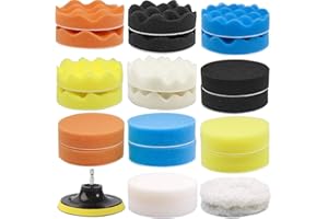 GOH DODD 4 Inch 24 Pieces Buffing Polishing Pads, Car Foam Drill Polishing Pad Kit Sponge Pads Buffer Polisher Kit Headlight Restoration Kit with Wool Pads for Car Polishing, Waxing and Cleaning