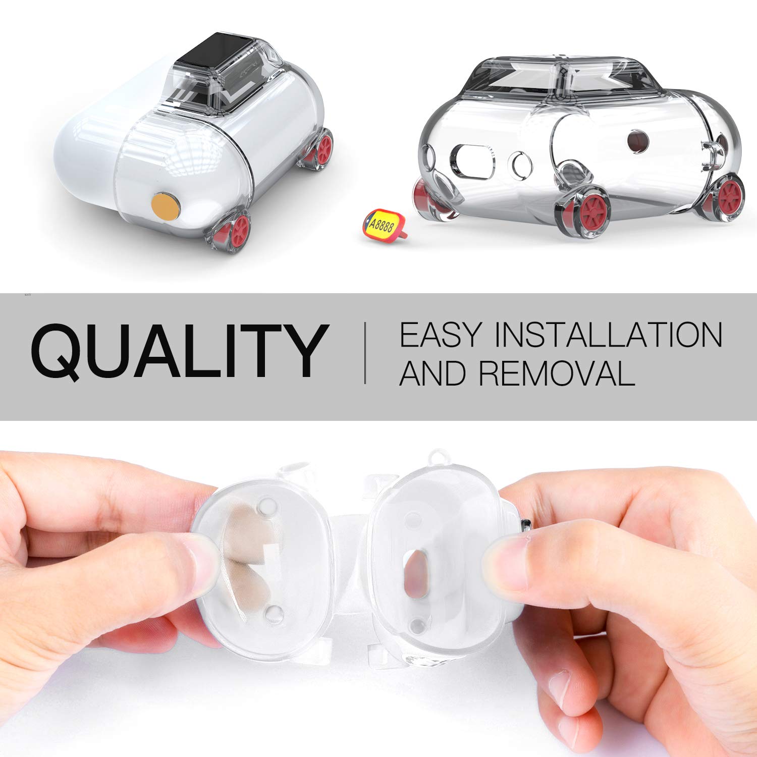 Airpods Case, AOJI Taxi Series Airpod Case Cover, Soft Thick TPU Shockproof Protective Case Compatible with Apple Airpods 1 & 2, Black (White)