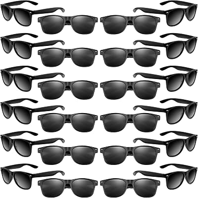 ASTARON Black Sunglasses Bulk 24 Pack Neon Party Favors Summer Pool Wedding