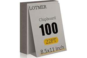 LOTMER 100 Pack Chipboard Sheets, 8.5 x 11 Inch 22PT Heavy Duty Chipboard Sheets for Bookbinding, Kraft Binders Board for DIY Crafts, Book Covers, Boxes