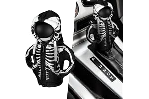 Wonderjune Halloween Car Gear Shift Hoodie Cover Decoration,Black,Skull | Universal Fit for Auto Shifters, Adds Spooky Festive Vibe to Interior, Soft Fabric Covers Protects Gear Knob, Easy Install